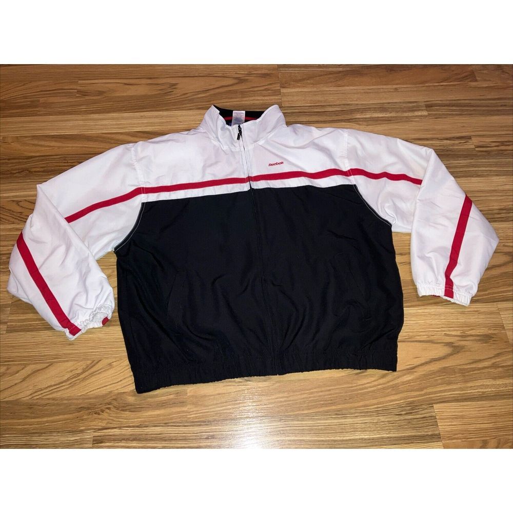 Vintage Reebok Track Jacket Womens Xl shell poly‎ lining cotton/poly